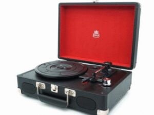 GPO SOHO zwart-zilver platenspeler met ingebouwde speakers